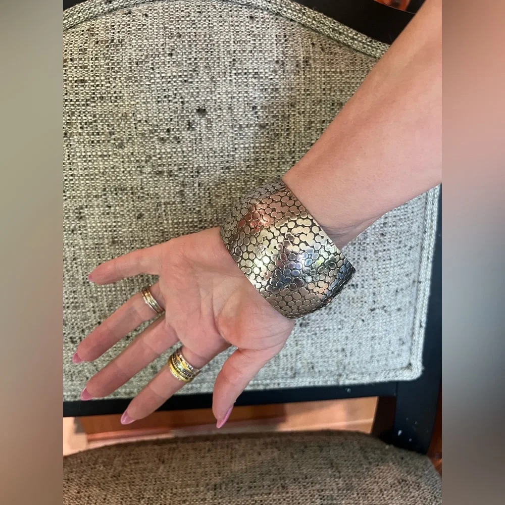 Textured Silver Cuff Bracelet